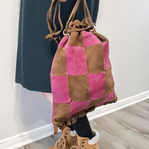 Vintage Spainish Leather Fringe Drawstring Purse - Picture 3 of 8